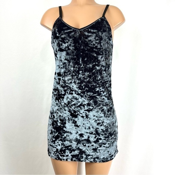 Topshop Women’s sz 4 Sexy Stretchy Black Crushed Velvet Mini Dress Sleeveless - Picture 1 of 13